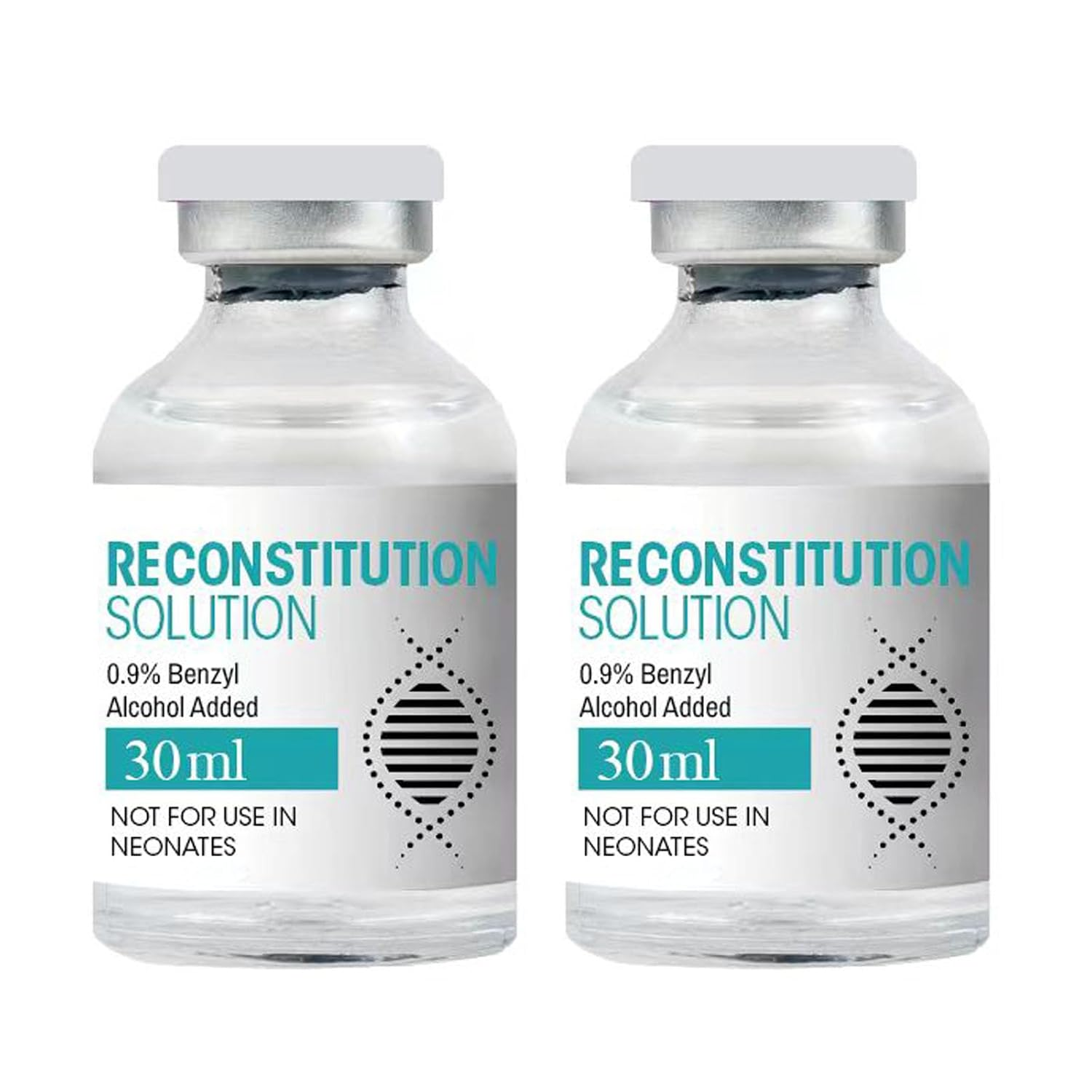 Reconstitution Solution Bacteriostatic Water - Sterile BacWater w/ 0.9% Benzyl Alcohol | 2-Pack 30ml Each Vial - Clear Glass